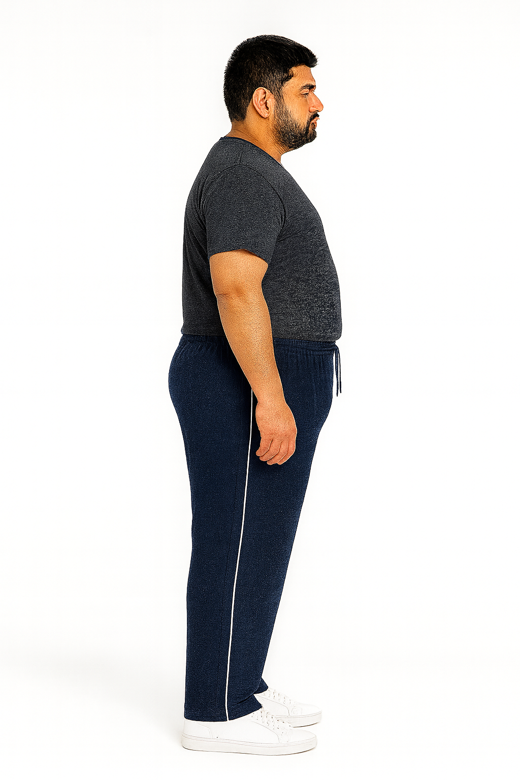 Navy blue plus size track pants with white piping for men – 2XL to 6X