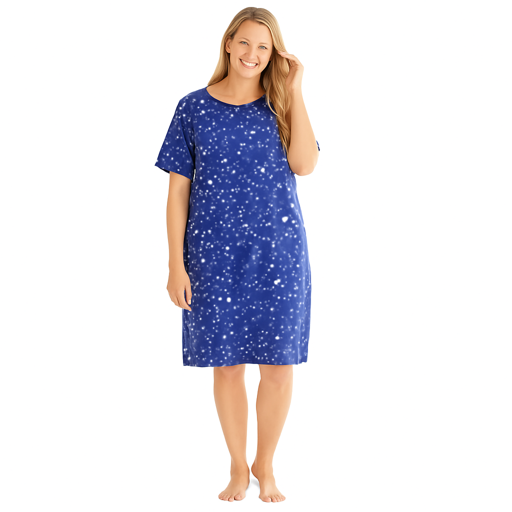 Midnight Sky Moon & Stars Short Sleeve Sleepshirt PSW-9969