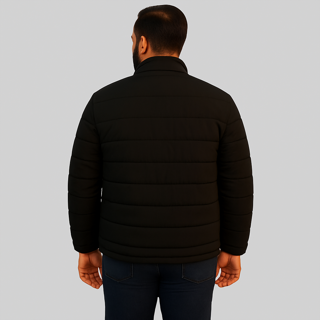 Black Plus Size Long Sleeve Puffer Jacket PSM-7536
