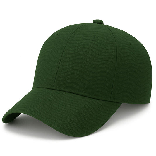 Classic Hunter Green baseball cap with zebra-textured fabric and silver buckle on wooden surface.