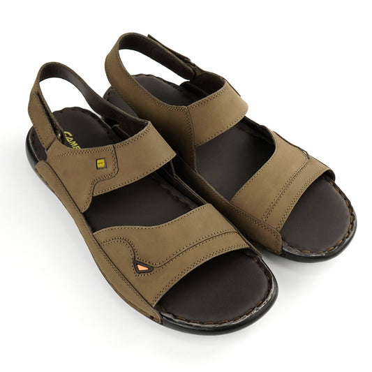 Classic brown nubuck leather comfort sandal for plus-size men
