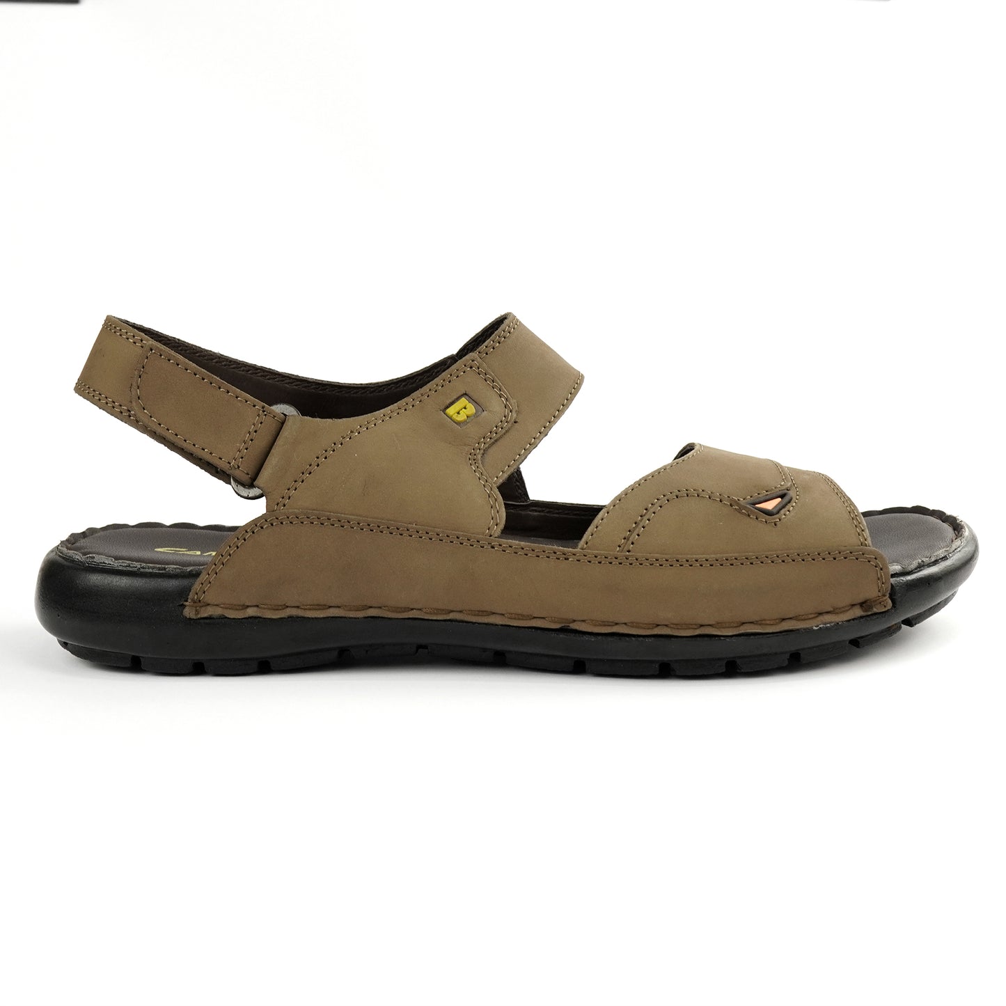 Classic brown nubuck leather comfort sandal for plus-size men