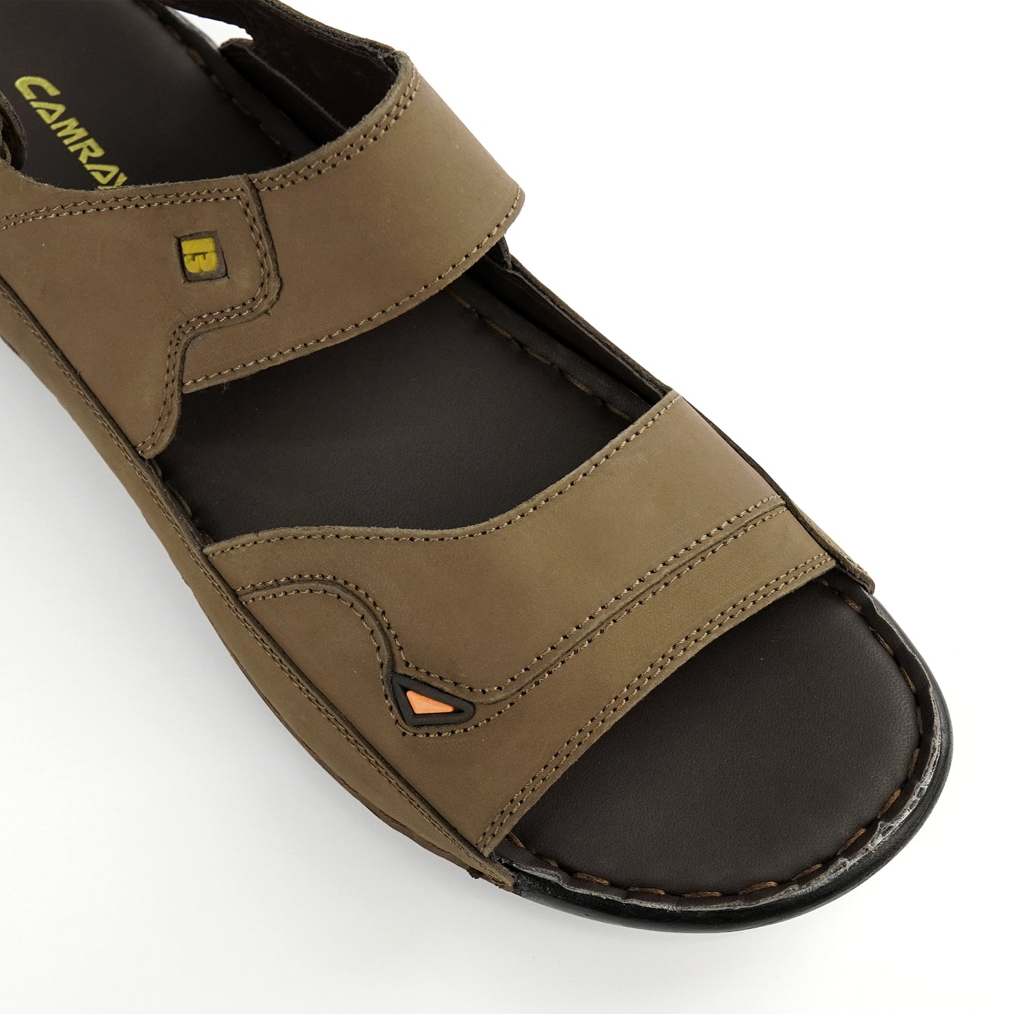 Classic brown nubuck leather comfort sandal for plus-size men
