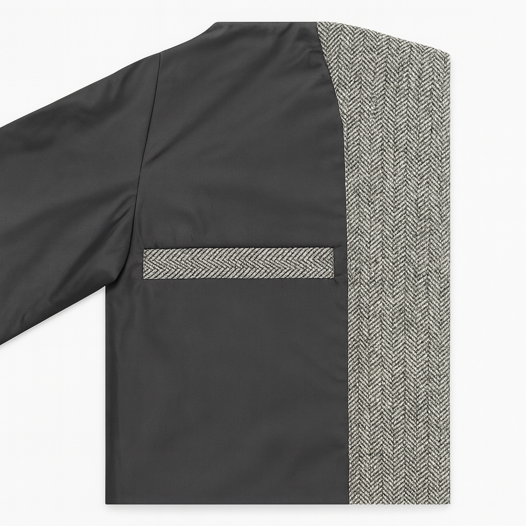 Classic Grey Herringbone Plus Size Tweed Jacket PSM-9899