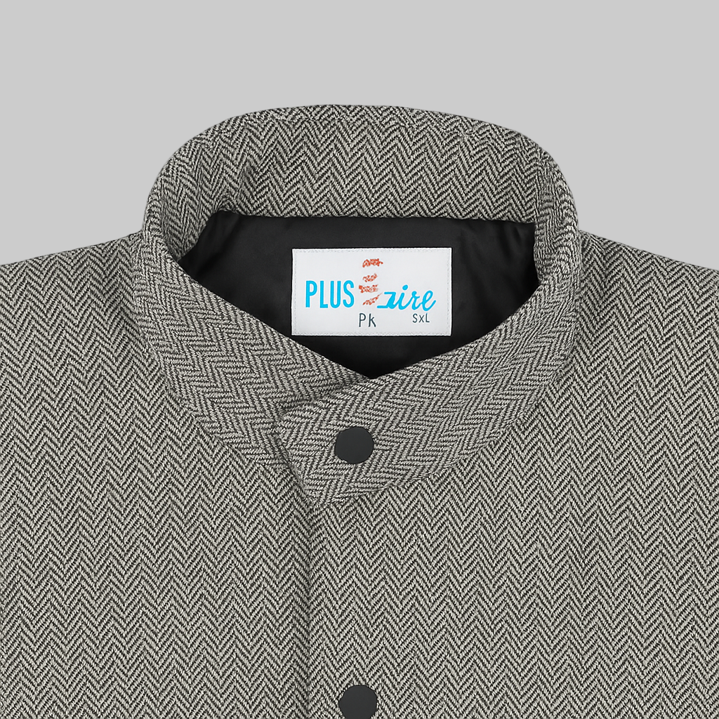 Classic Grey Herringbone Plus Size Tweed Jacket PSM-9899