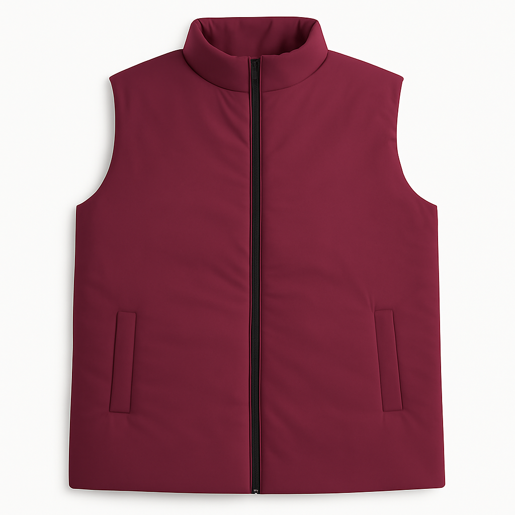 Classic Maroon Plus-Size Sleeveless Puffer Jacket PSM-9998