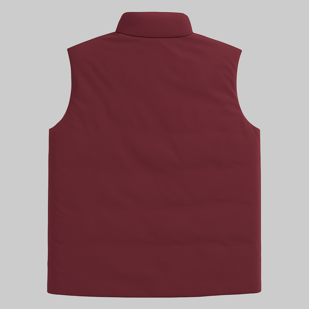 Classic Maroon Plus-Size Sleeveless Puffer Jacket PSM-9998