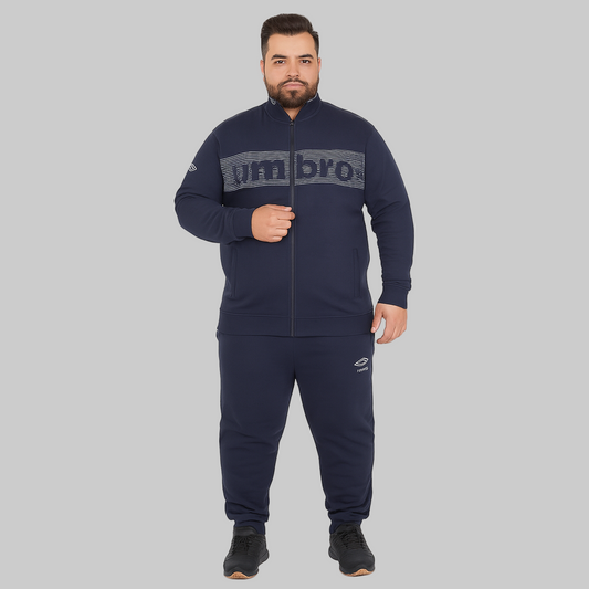 Classic Navy Blue Plus Size Zip-up Tracksuit PSM-10225