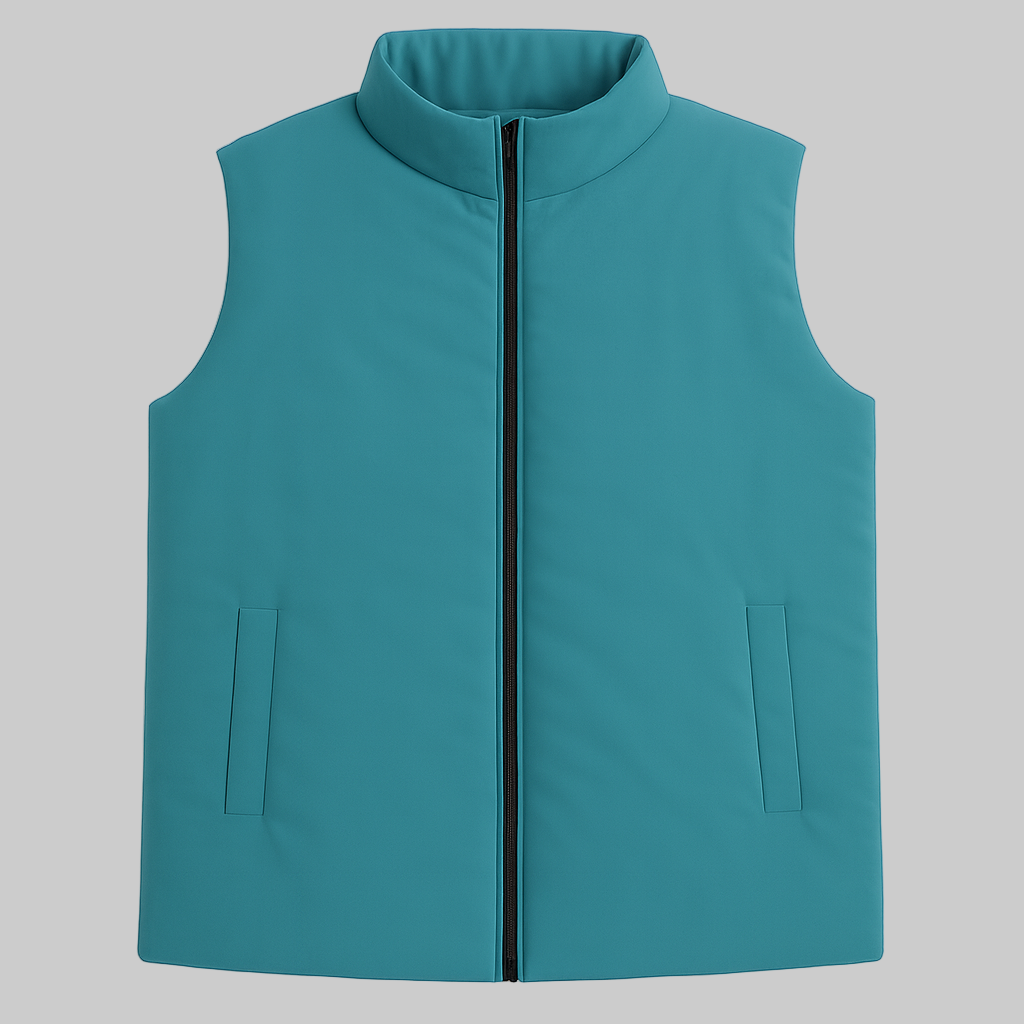 Classic Teal Plus-Size Sleeveless Puffer Jacket PSM-9999