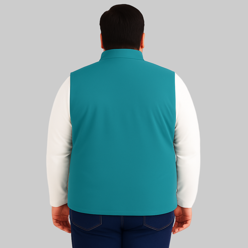 Classic Teal Plus-Size Sleeveless Puffer Jacket PSM-9999