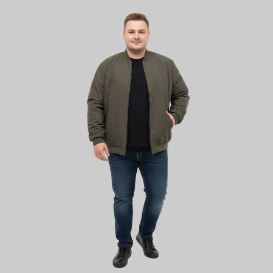 Classic Brown Plus-Size Bomber Jacket – Matte Finish PSM-10082