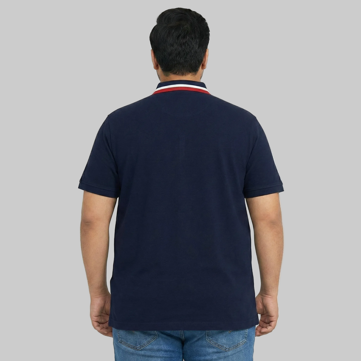 Classic Navy Polo Shirt with Red & White Stripe Collar PSM-10721