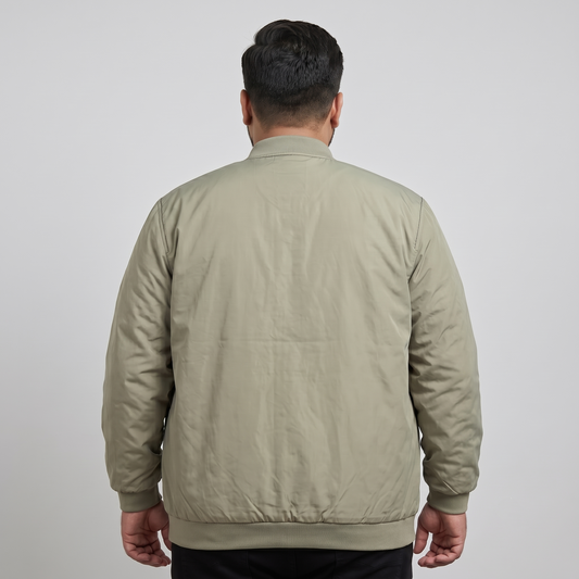 Classic Olive Plus-Size Bomber Jacket – Matte Finish PSM-10079