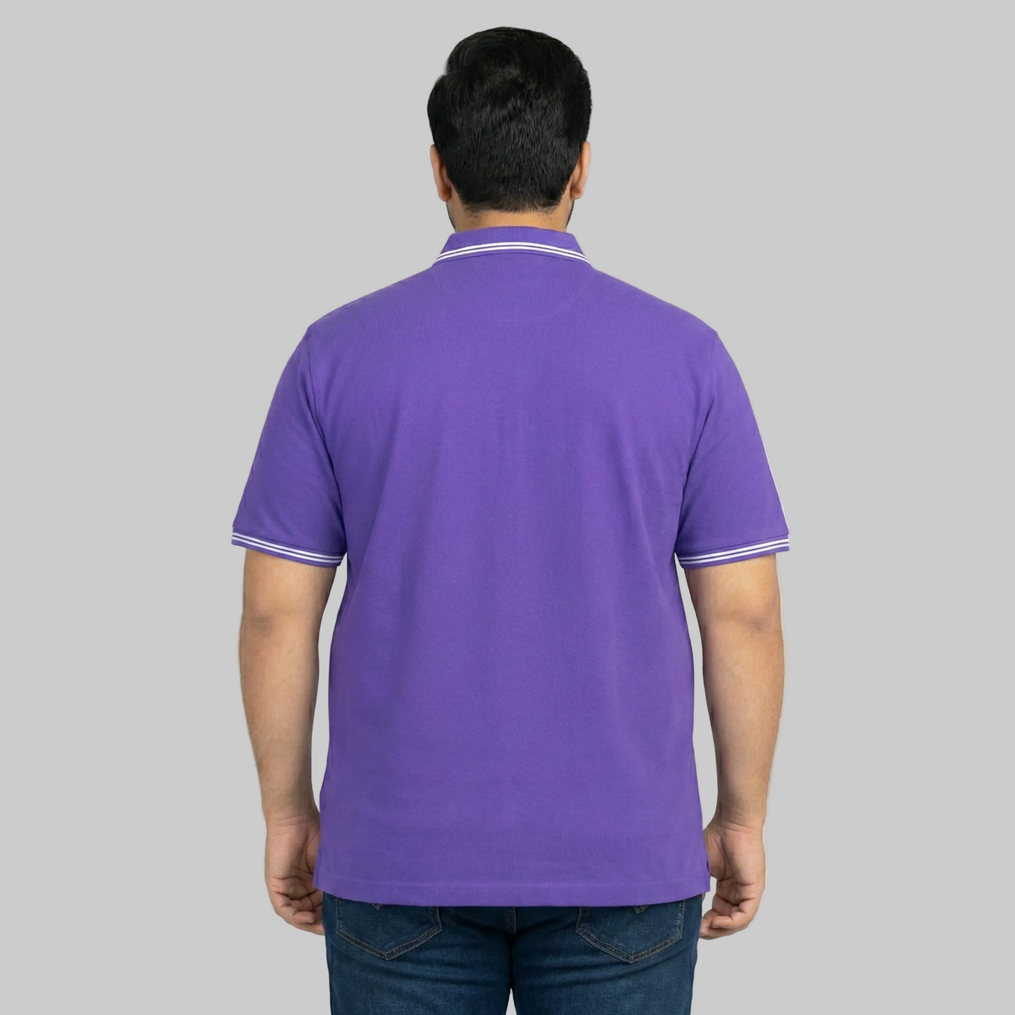 Classic Purple Tipped Collar Plus Size Polo Shirt PSM-10717