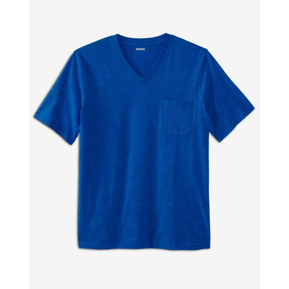 Plus-size V-neck pocket T-shirt with Shrink-Less™ fabric, relaxed fit, and taped seams for extra comfort and durability.