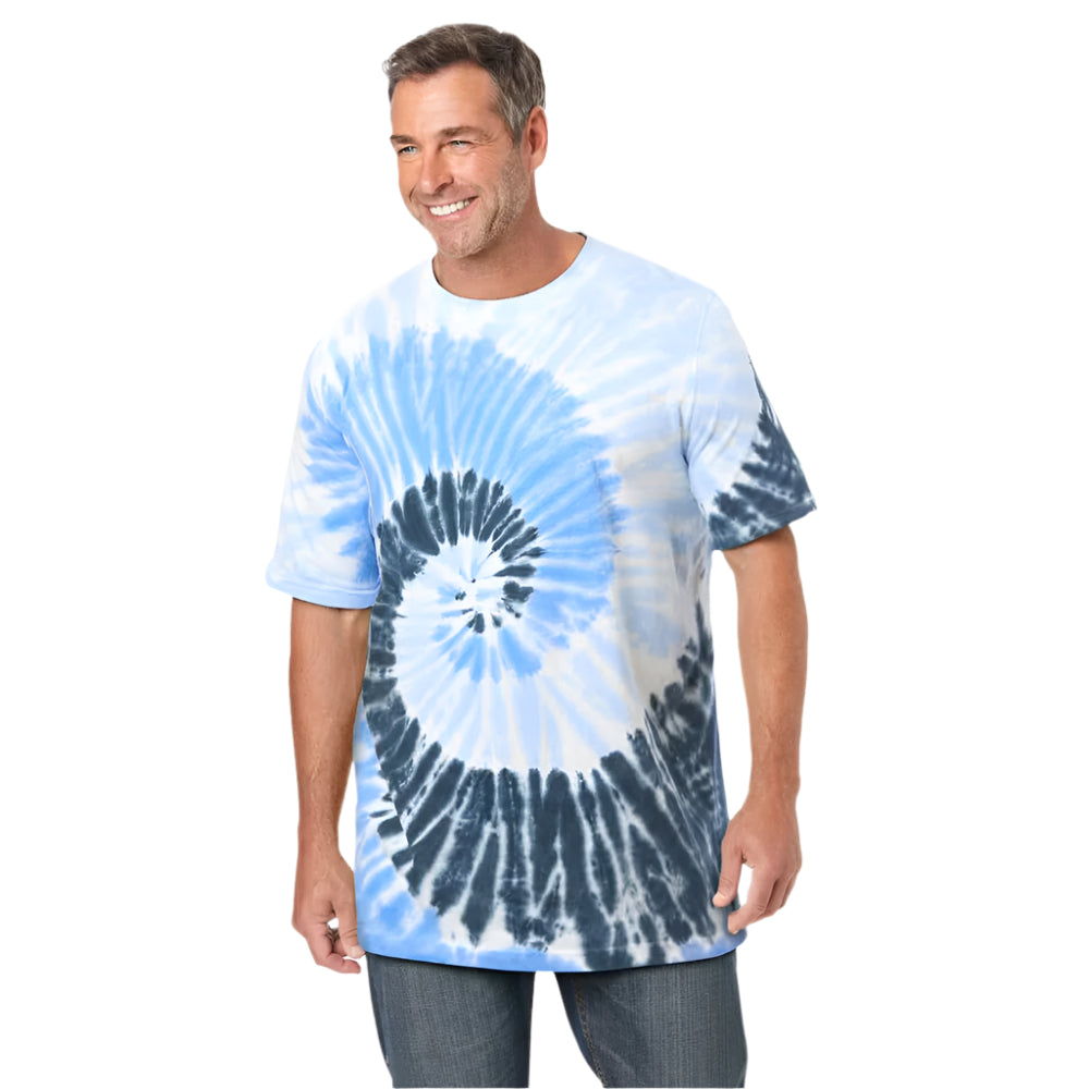 Cool blue tie-dye crewneck T-shirt with relaxed fit for Big & Tall men