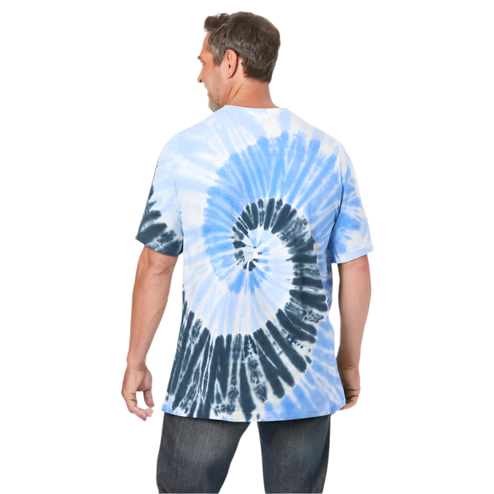 Cool blue tie-dye crewneck T-shirt with relaxed fit for Big & Tall men