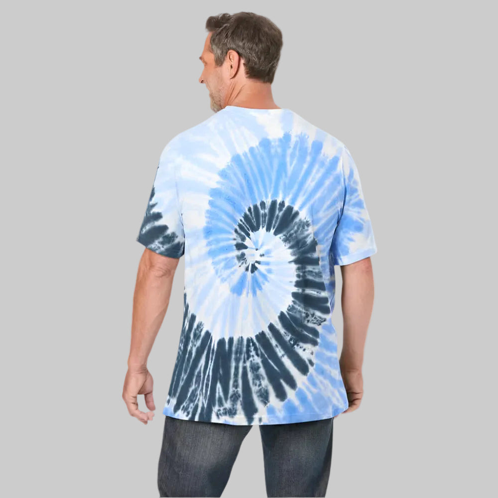 Cool blue tie-dye crewneck T-shirt with relaxed fit for Big & Tall men
