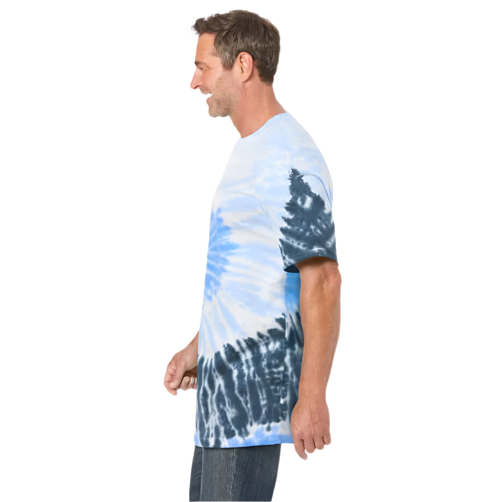 Cool blue tie-dye crewneck T-shirt with relaxed fit for Big & Tall men