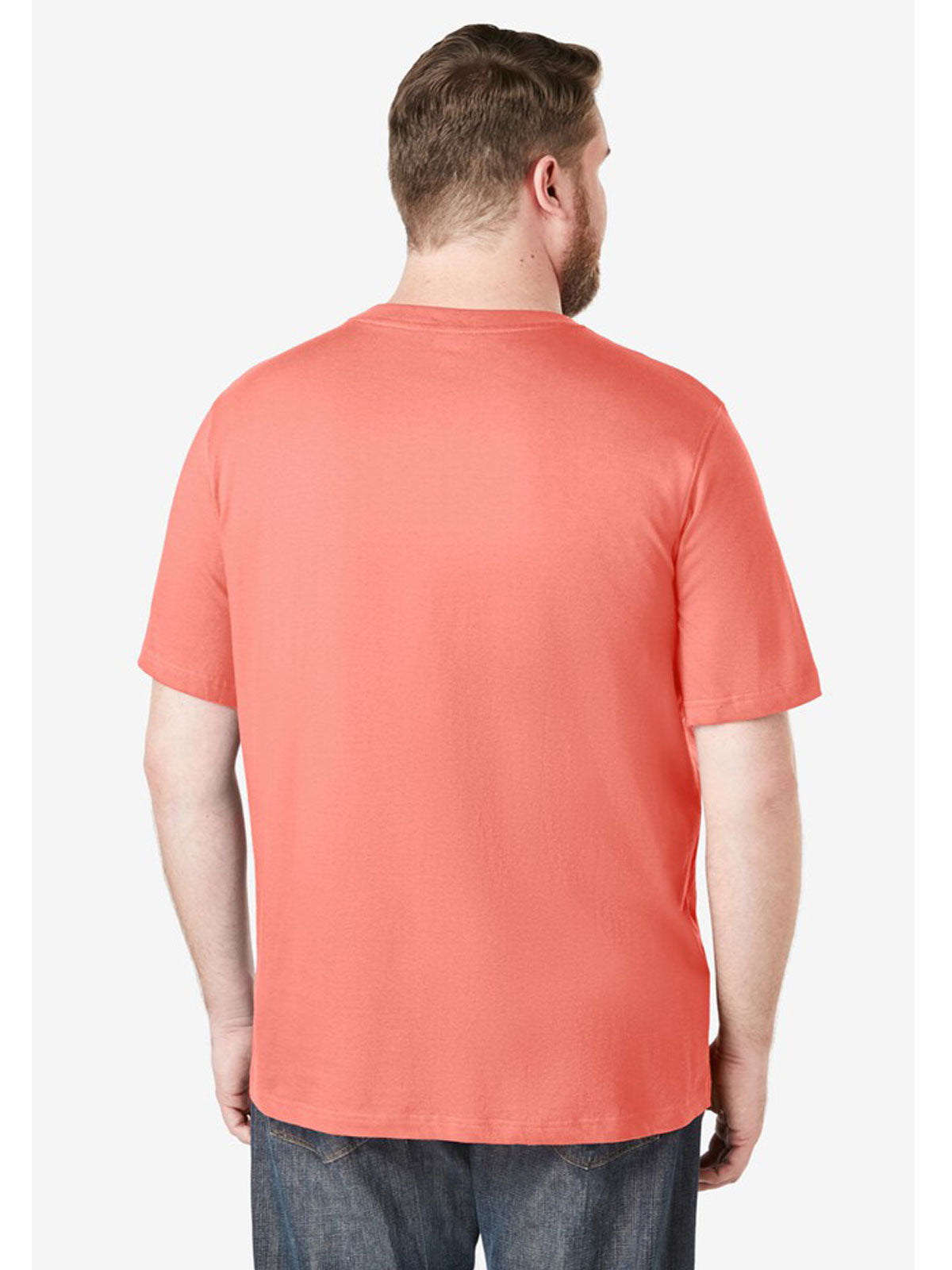 Plus-size Shrink-Less™ crewneck T-shirt with a relaxed fit, durable taped seams, and shrink-resistant fabric for lasting comfort.