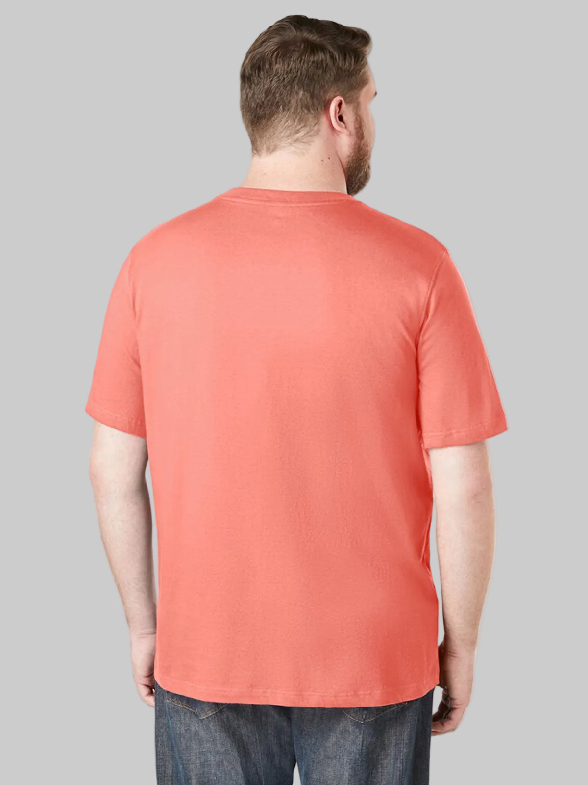 Plus-size Shrink-Less™ crewneck T-shirt with a relaxed fit, durable taped seams, and shrink-resistant fabric for lasting comfort.