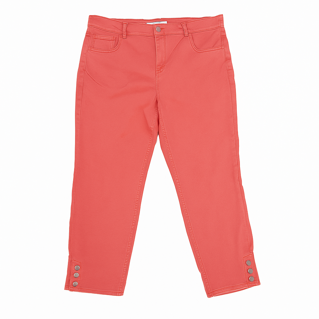 plus-size berry ankle jeans with button detail near hem on white background