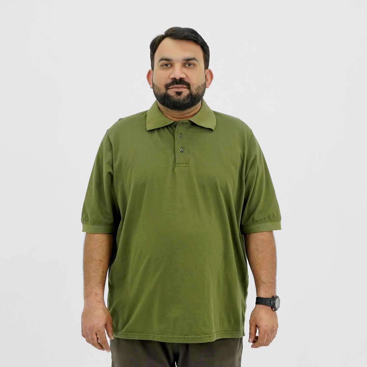 Plus Size Classic Comfort Olive Green Polo Shirt PSM-9208
