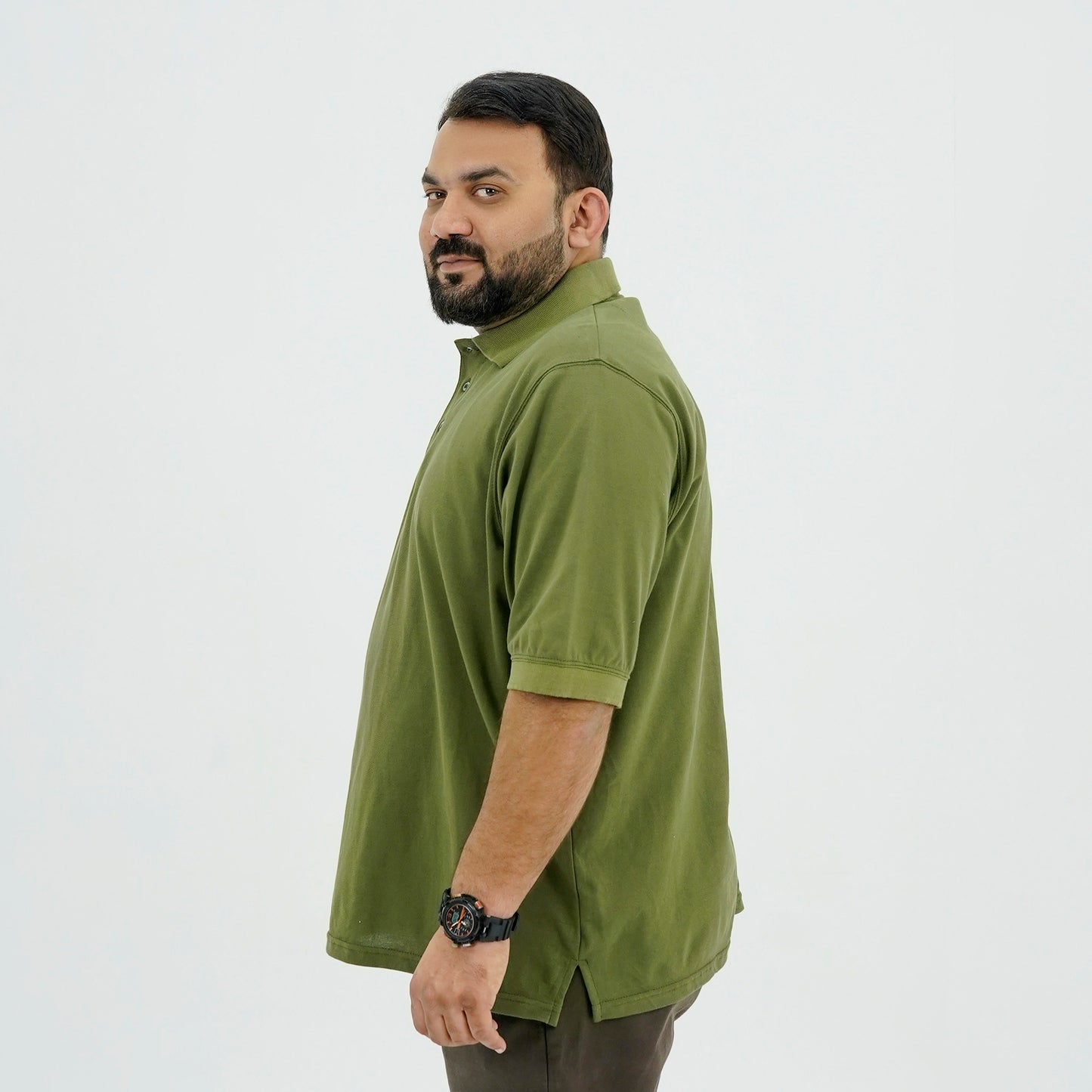 Plus Size Classic Comfort Olive Green Polo Shirt PSM-9208