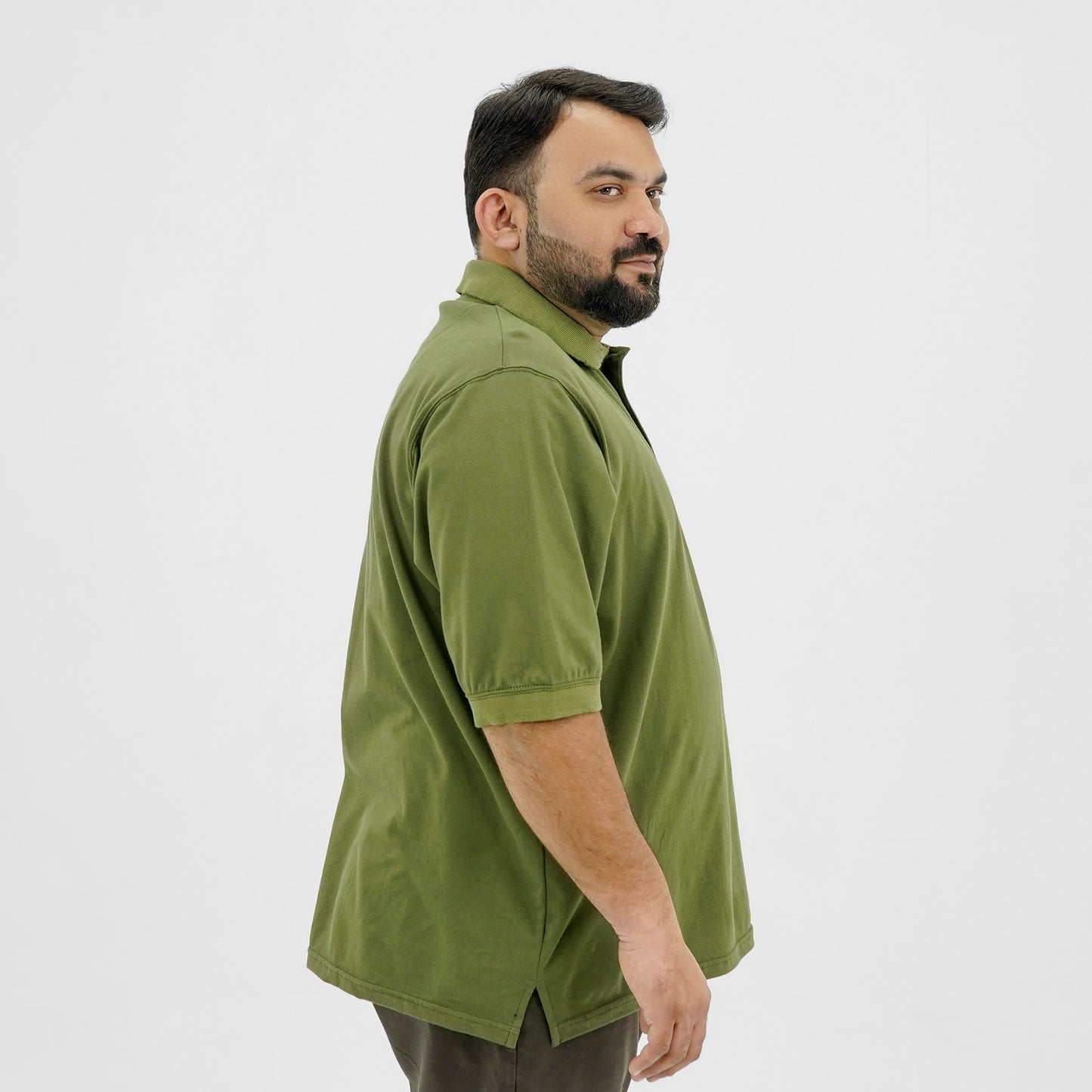 Plus Size Classic Comfort Olive Green Polo Shirt PSM-9208