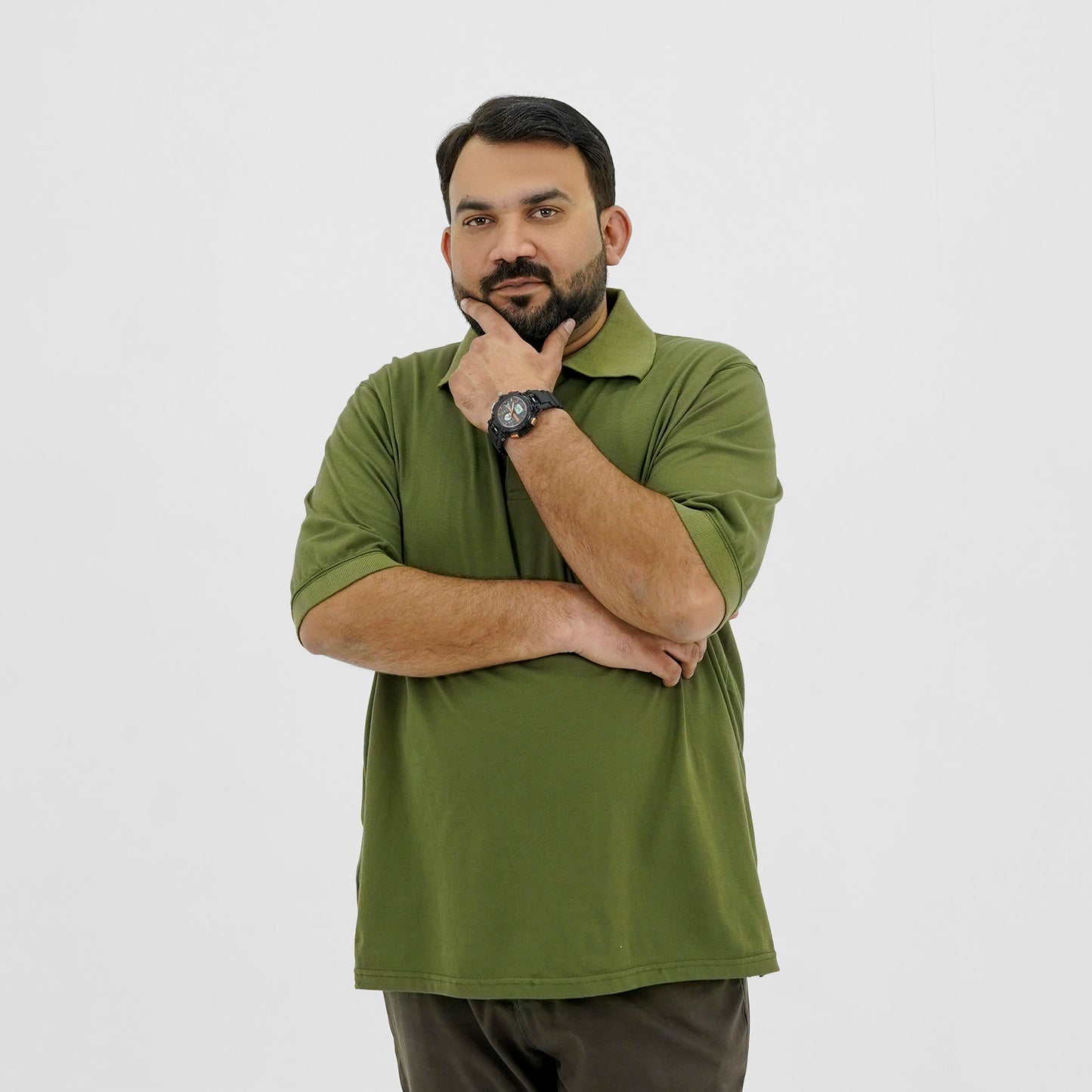 Plus Size Classic Comfort Olive Green Polo Shirt PSM-9208