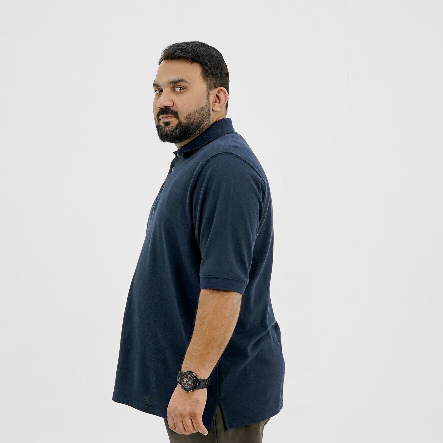 Plus Size Classic Navy Blue Polo Shirt PSM-9215