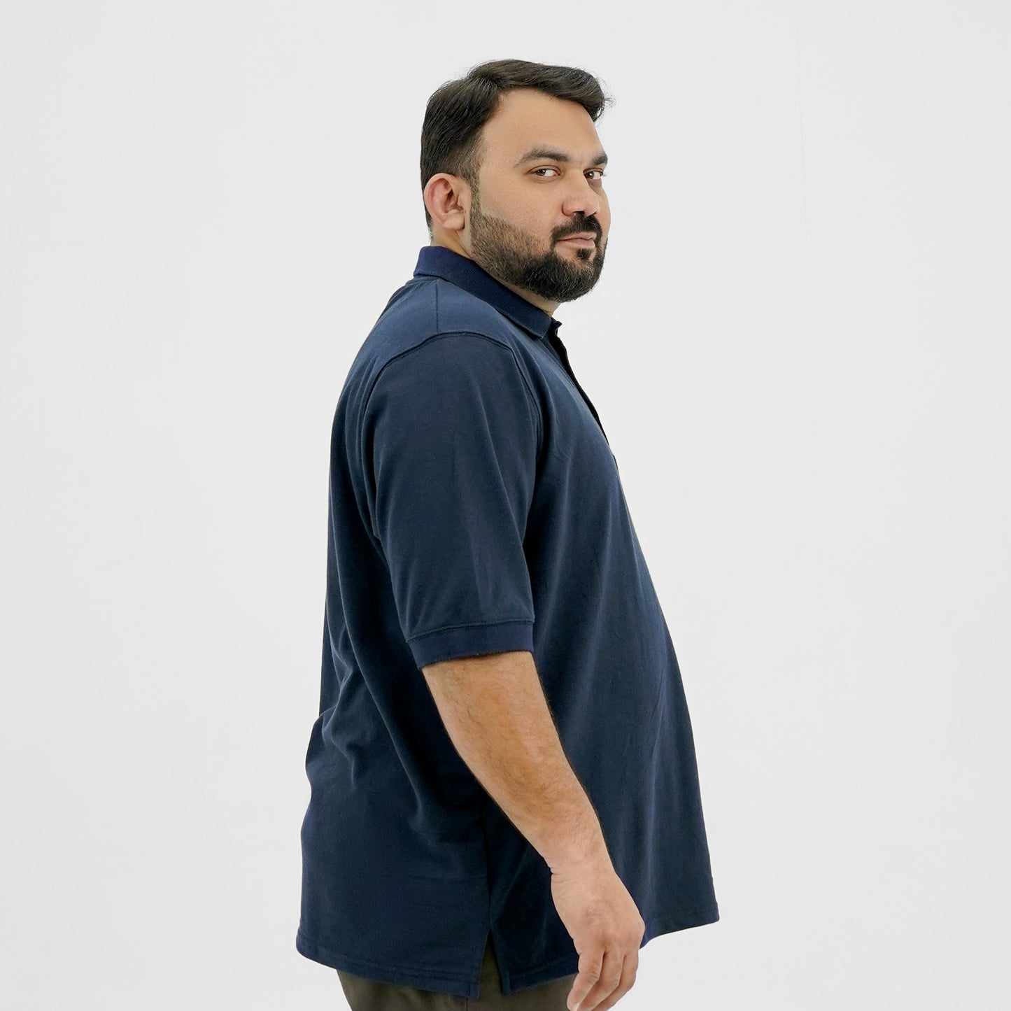 Plus Size Classic Navy Blue Polo Shirt PSM-9215