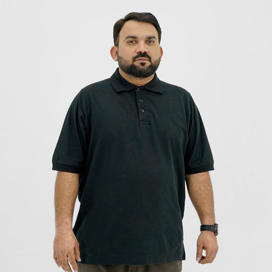 Plus Size Classic Comfort Black Polo PSM-9206