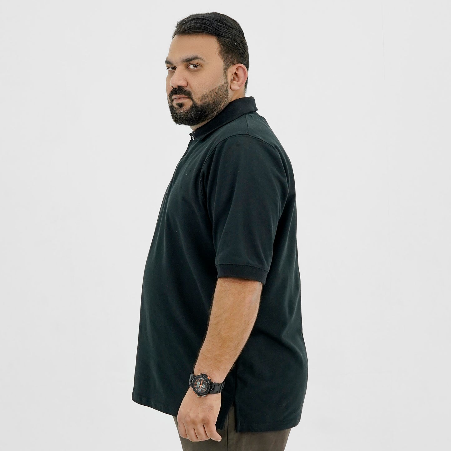 Plus Size Classic Comfort Black Polo PSM-9206