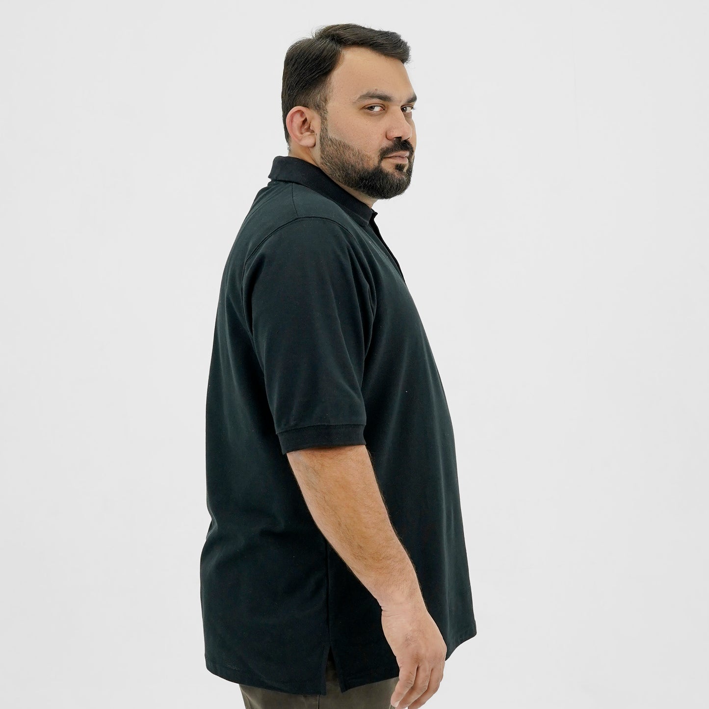 Plus Size Classic Comfort Black Polo PSM-9206