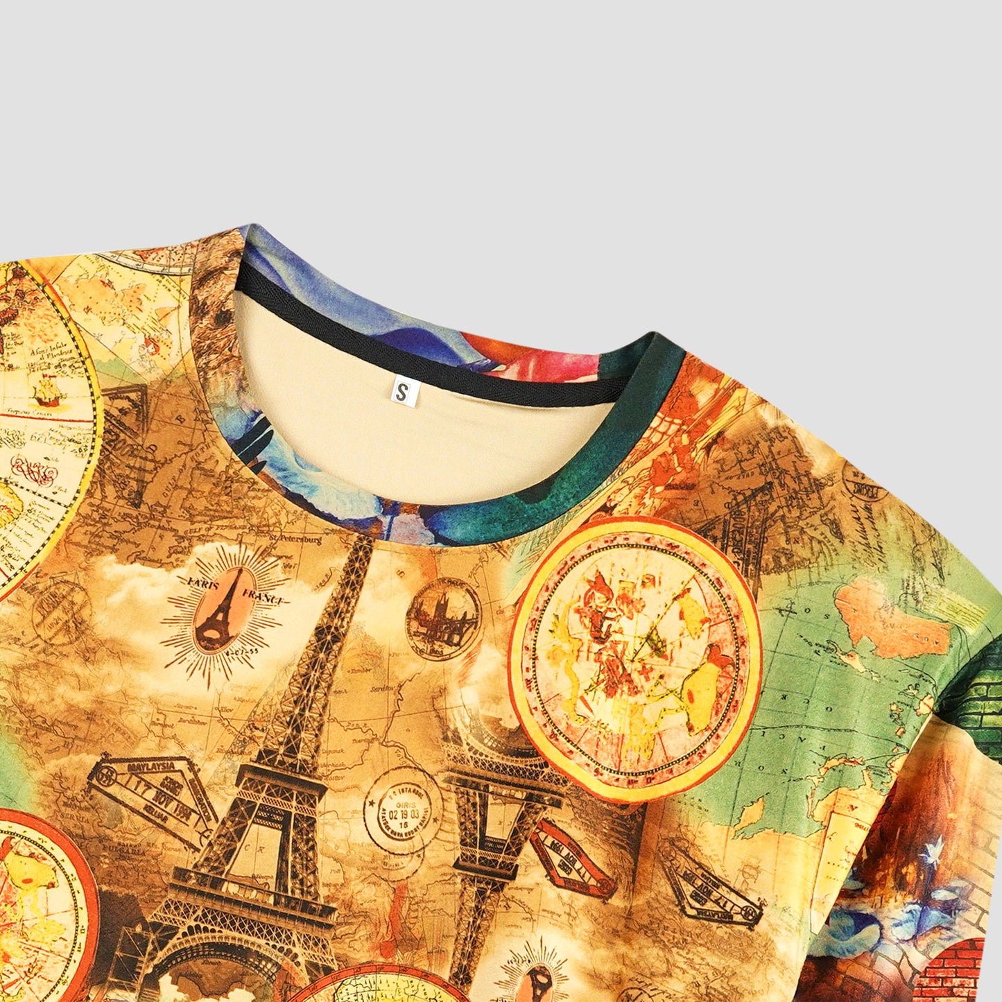 Travel-Inspired Top Long-Sleeve Shirt PSW-9189
