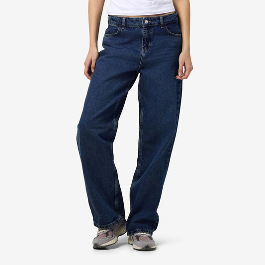 Plus size loose fit faded denim jeans with 5-pocket design and zip closure