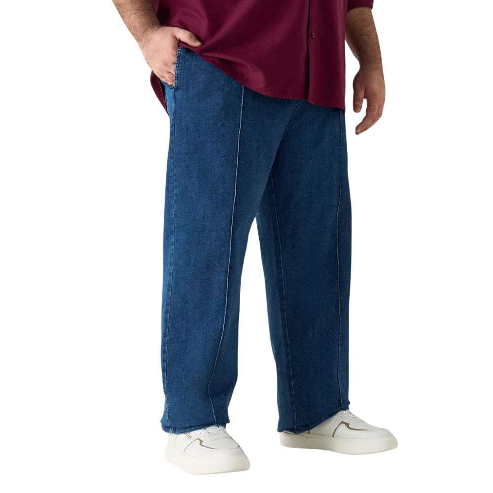 Plus-size mid-rise relaxed fit denim joggers for men
