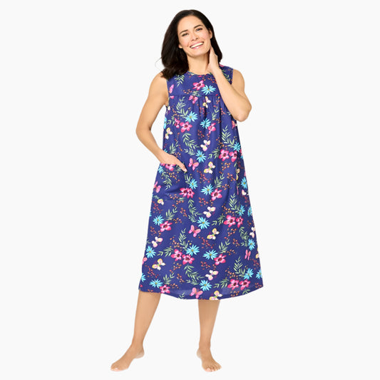 Dark Navy Butterfly Sleeveless Print Lounger PSW-6741