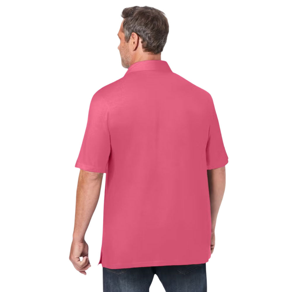 Dark salmon lightweight jersey polo shirt with chest pocket and dyed-to-match buttons