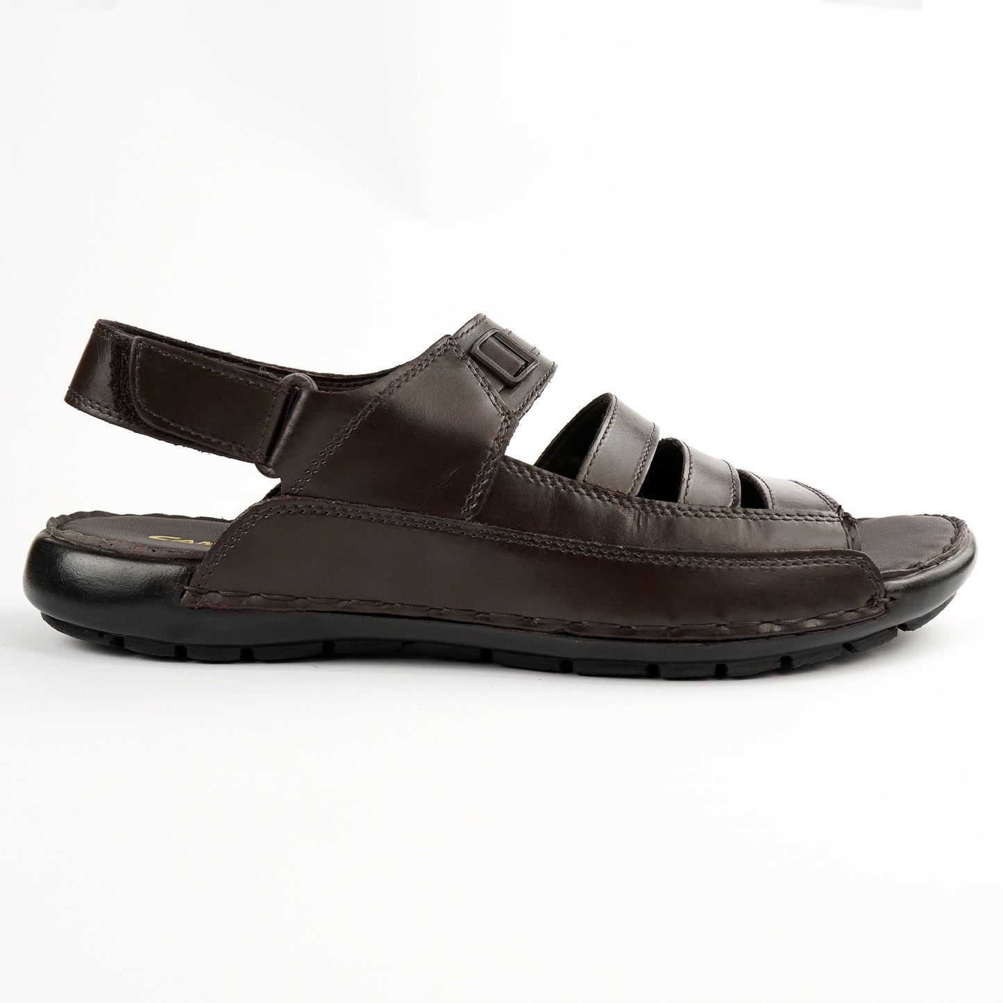 Dark brown leather wide-fit comfort sandal for men – PlusSize.pk