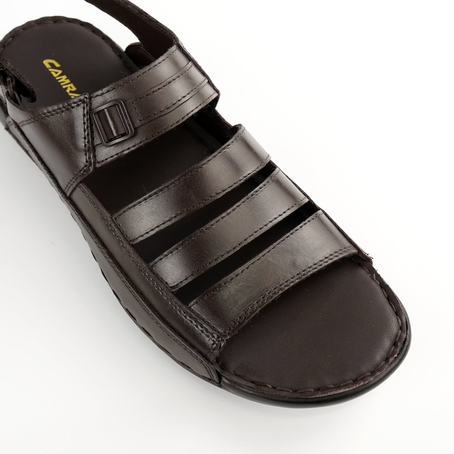 Dark brown leather wide-fit comfort sandal for men – PlusSize.pk