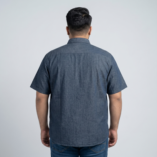 Dark Indigo Denim Tencel Half Sleeve Casual Shirt PSM-11289