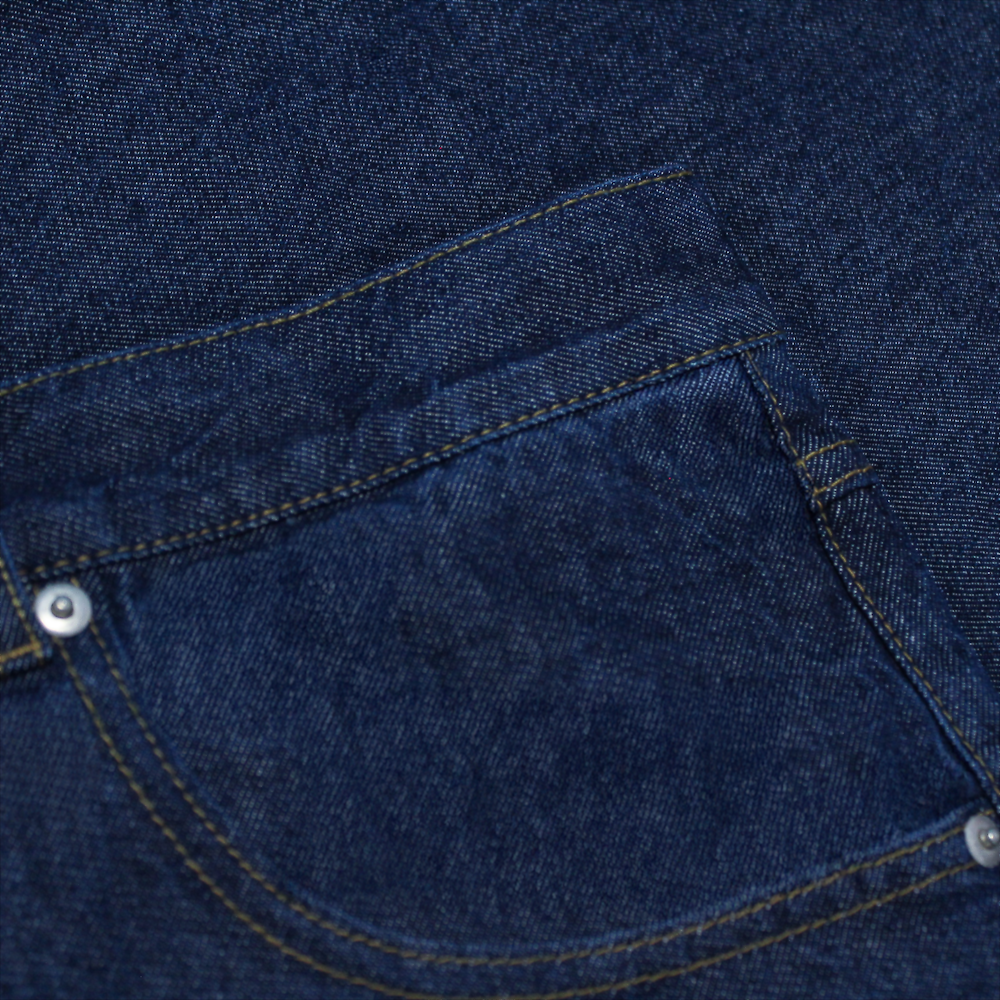 "Men’s dark wash straight leg stretch jeans with button and zip fastening, belt loops, two front pockets with coin pocket, and two rear stitched pockets."