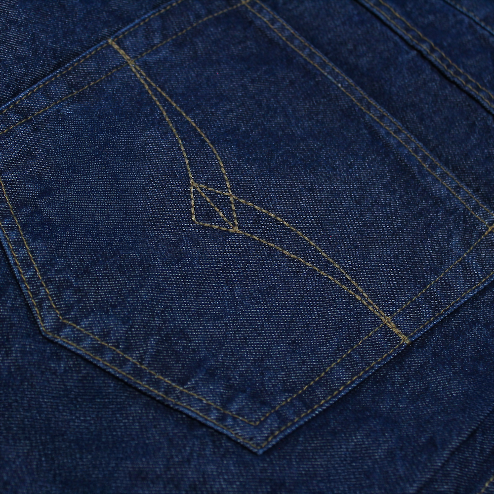 "Men’s dark wash straight leg stretch jeans with button and zip fastening, belt loops, two front pockets with coin pocket, and two rear stitched pockets."