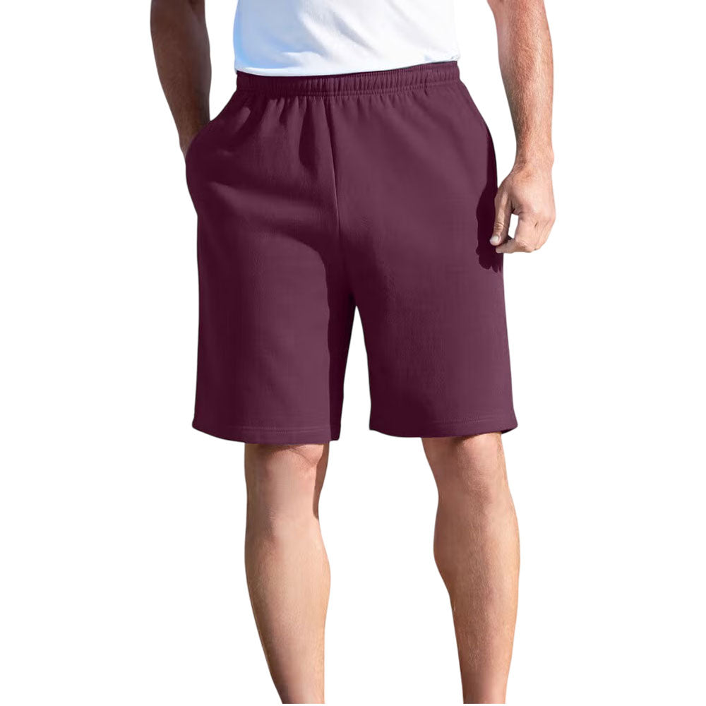 Plus-size fleece shorts with a relaxed fit, concealed drawstring waist, and side pockets for comfort and convenience.