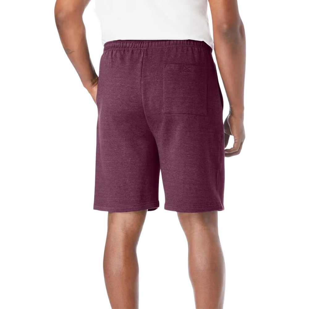 Plus-size fleece shorts with a relaxed fit, concealed drawstring waist, and side pockets for comfort and convenience.