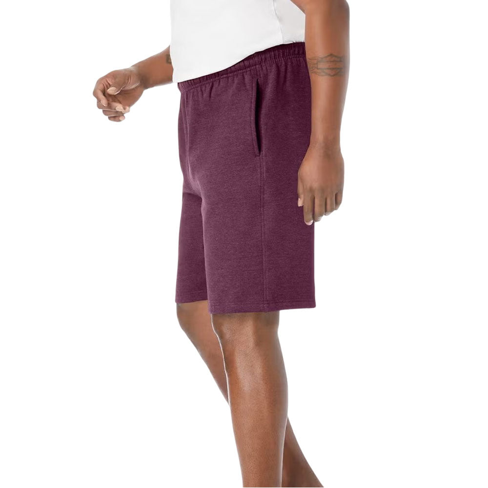 Plus-size fleece shorts with a relaxed fit, concealed drawstring waist, and side pockets for comfort and convenience.