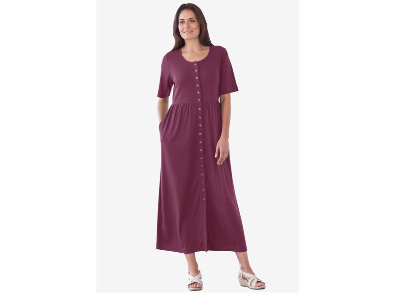 Plus Size Women Random Color Button-Front Essential Dress PSW-5744