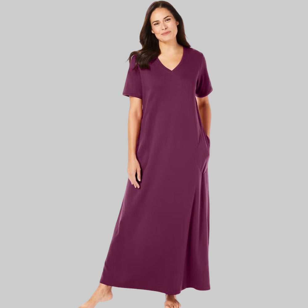 Deep Claret Long T-Shirt Lounger for Plus Size Women